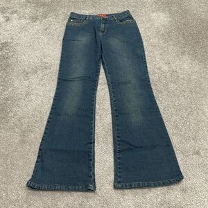 GES Bootcut Denim jeans Womens 27 Blue Mid Rise Embroidered Casual Pockets 26x27